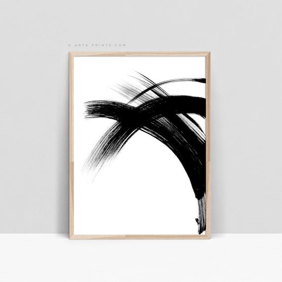 Minimalist Abstract Ink Painting Black Brush Strokes Modern – Etsy Italia Intended For Current Ink Art Wall Art (View 3 of 20)