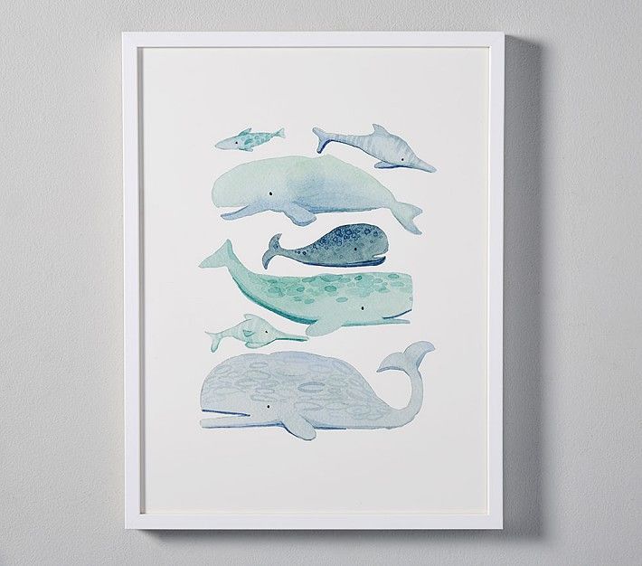 Minted® Blue Whales Wall Artkelsey Carlson | Pottery Barn Kids Inside Newest Whale Wall Art (View 6 of 20)