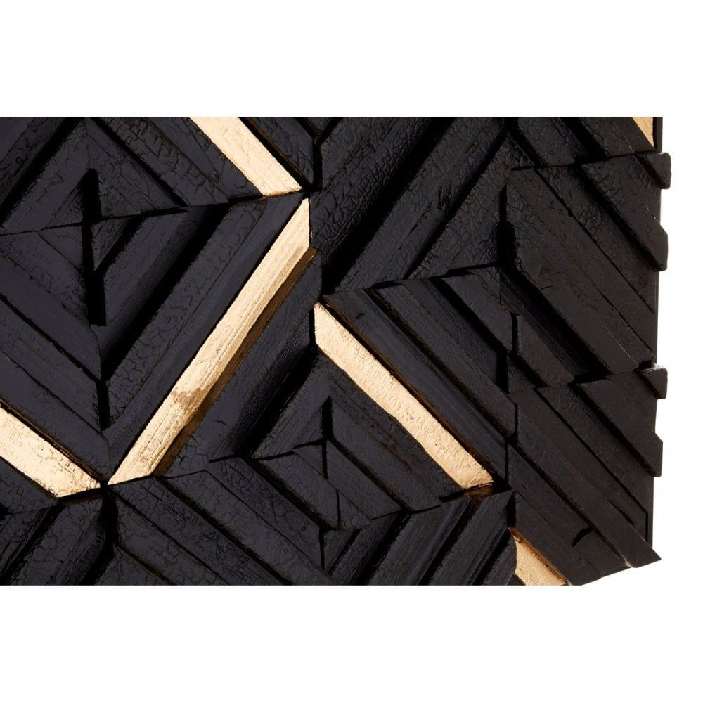 Modello Gold / Black Wood Panel Wall Art, Pine Wood, Black | Clanbay Within Latest Gold And Teal Wood Wall Art (View 16 of 20)