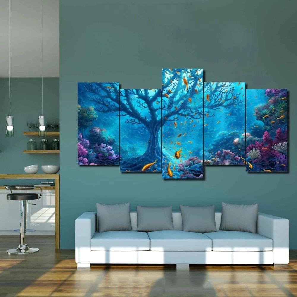 Modern Canvas Prints Pictures Wall Art Fantasy Sea Underwater Animals  Landscape Paintings Living Room Decor Poster Modular Frame – Painting &  Calligraphy – Aliexpress For Most Up To Date Underwater Wall Art (View 5 of 20)