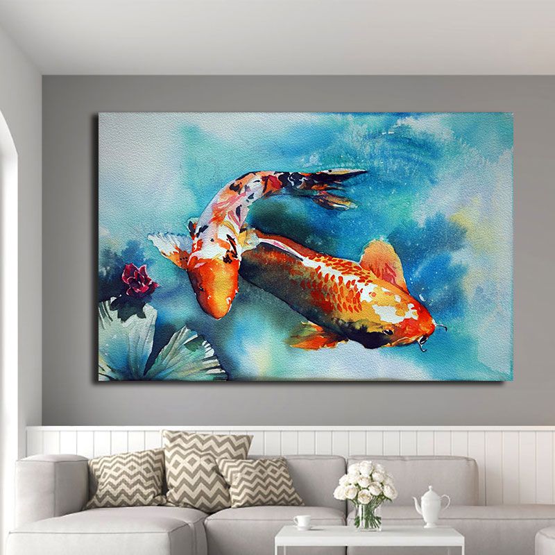 Modern Chinese Style Canvas Painting Wall Art Lucky Fish Koi Animal Posters  And Prints Nine Fish For Home Decoration Cuadros – Painting & Calligraphy –  Aliexpress Regarding 2017 Koi Wall Art (View 7 of 20)