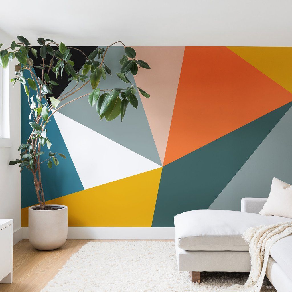 Modern Geometric 33 Wall Mural The Old Art Studio | Bedroom Wall Paint,  Bedroom Wall Designs, Room Wall Painting With Regard To Current Modern Geometric Wall Art (View 19 of 20)