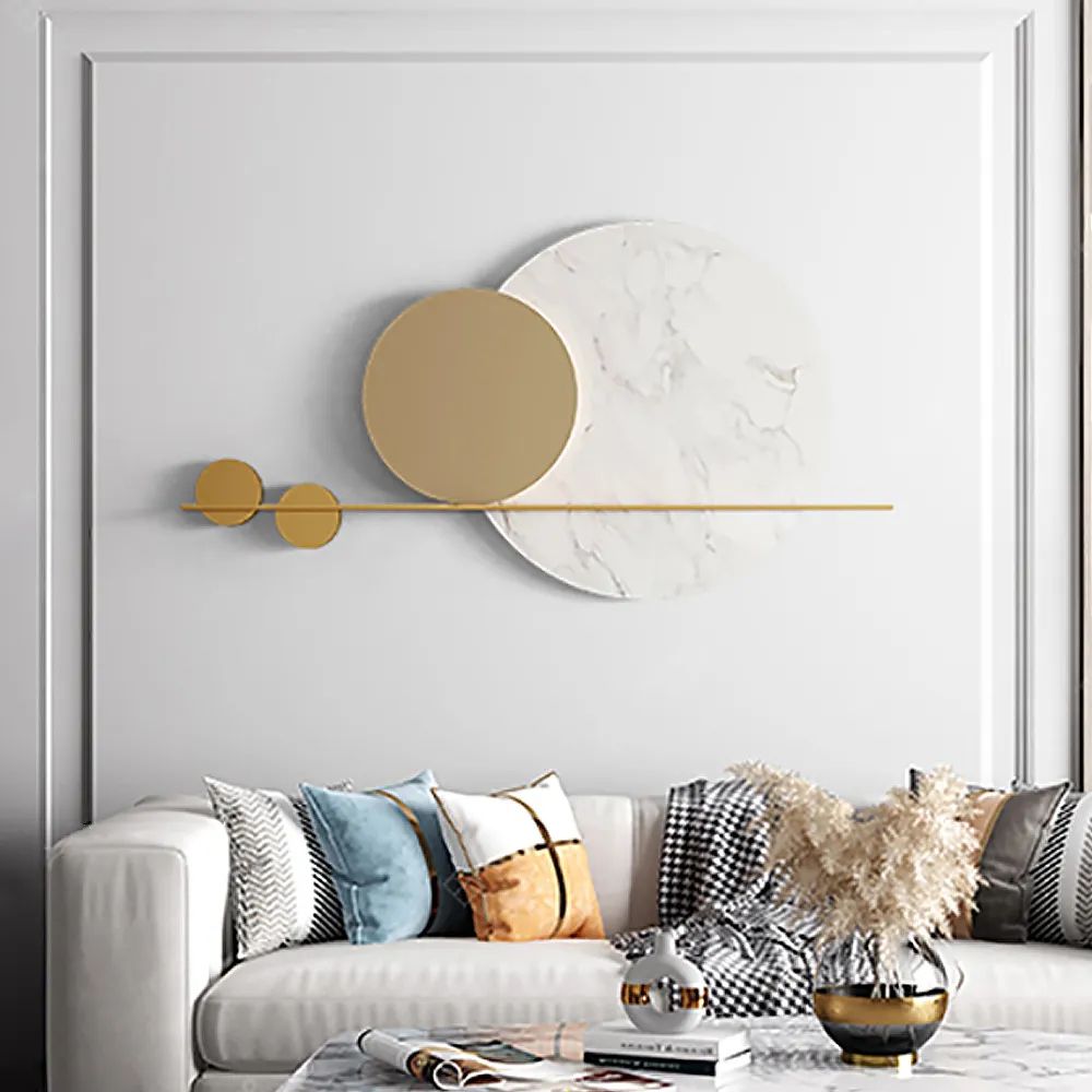 Modern Geometric Wall Decor Round Metal Wall Art In Gold & White Homary Inside Most Current Modern Geometric Wall Art (View 2 of 20)