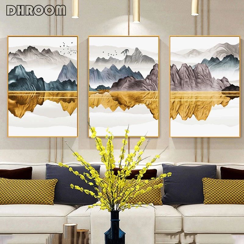 Modern Minimalist Wall Art Golden Mountain Canvas Art Painting Ink Landscape  Posters Flying Bird Print Painting Home Decor|painting & Calligraphy| –  Aliexpress Throughout Best And Newest Minimalist Landscape Wall Art (View 12 of 20)