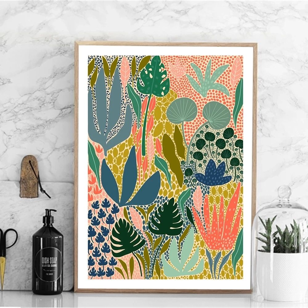 Modern Multicolored Abstract Garden Plants Wall Art Canvas Painting Picture  Posters And Prints Gallery Aisle Unique Home Decor|painting & Calligraphy|  – Aliexpress For Recent Abstract Plant Wall Art (View 10 of 20)