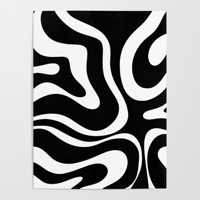 Modern Retro Liquid Swirl Abstract Pattern In Black And White Art Poster Kierkegaard Design Studio  … In 2022 | Black And White Posters, African  Pattern Design, Abstract With Regard To Best And Newest Liquid Swirl Wall Art (View 11 of 20)