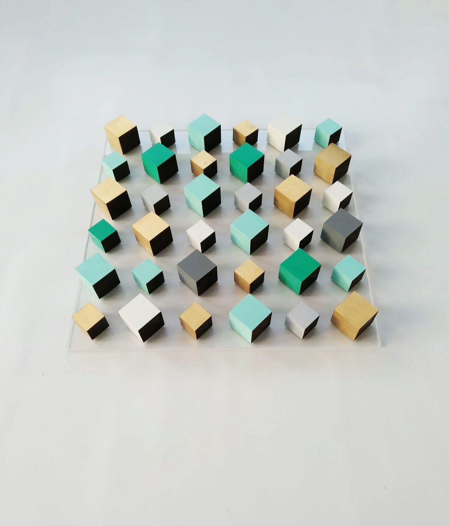 Modern Wood Wall Art© Gold And Teal Colors (View 1 of 20)