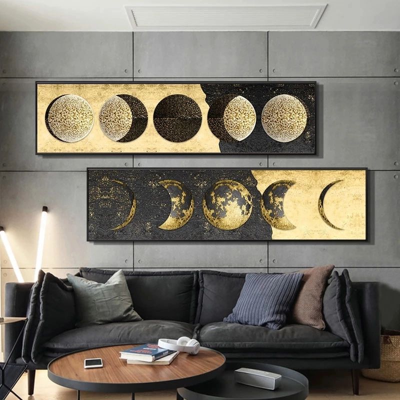 Moon Phase Canvas Painting Golden Moon Wall Art Posters Prints Big Size  Planet Solar Wall Pictures For Living Room Decor Cuadros – Painting &  Calligraphy – Aliexpress Regarding Latest The Moon Wall Art (View 12 of 20)
