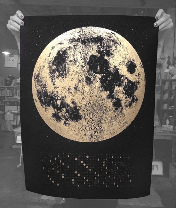 Moon Print Moon Poster Moon Art Moon Wall Art Full Moon Gold – Etsy Italia Pertaining To Most Up To Date The Moon Wall Art (View 2 of 20)