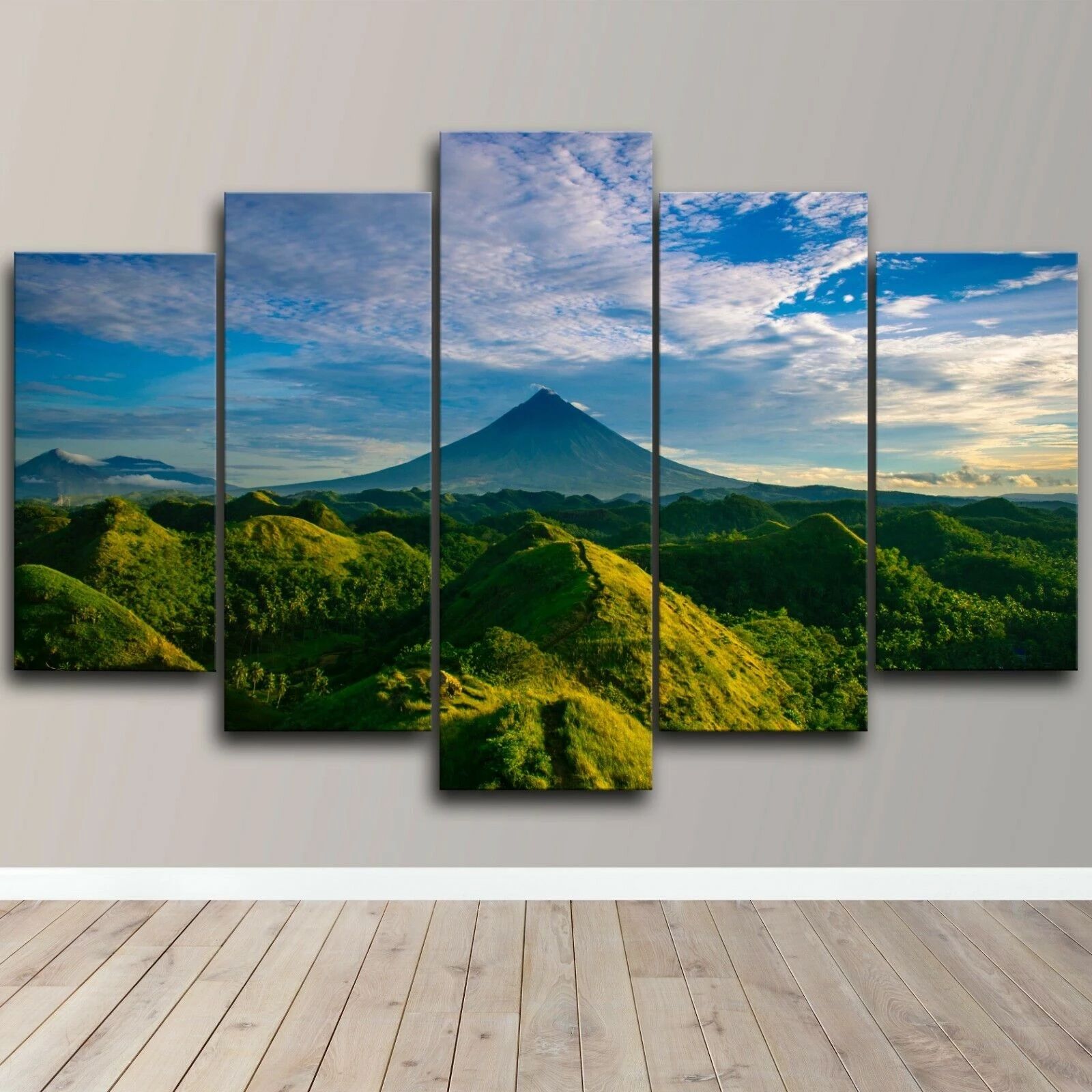 Mountains Green Hills Sky Clouds Beauty 5 Piece Canvas Wall Art Print Home  Decor 5 Pieces Pictures Paintings Hd Print No Framed| | – Aliexpress Inside Recent Mountains And Hills Wall Art (View 18 of 20)