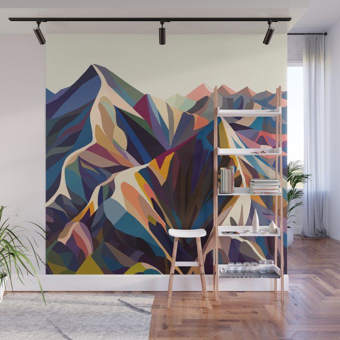Mountains Original Wall Muralmargo Ku | Society6 For Most Recently Released Mountains And Hills Wall Art (View 9 of 20)