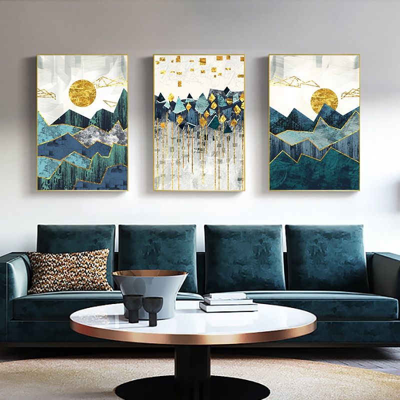 Nordic Abstract Geometric Mountain Landscape Wall Art Canvas Painting  Golden Sun Art Poster Print Wall Picture For Living Room|painting &  Calligraphy| – Aliexpress Inside Current Poster Print Wall Art (Gallery 19 of 20)
