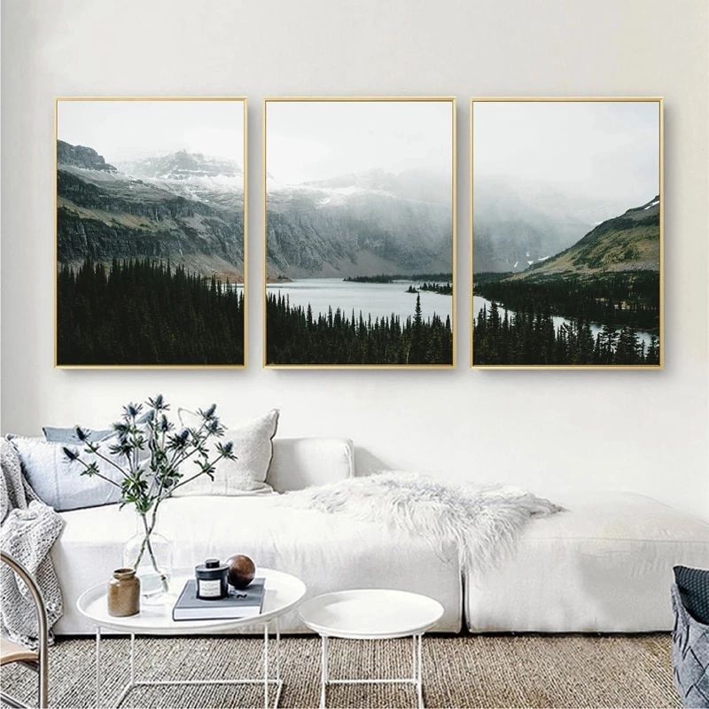 Nordic Landscape Mountain Lake Canvas Paintings Home Decoration Living Room Wall  Art Pictures Nature Scenery Posters And Prints|painting & Calligraphy| –  Aliexpress Regarding Best And Newest Mountain Lake Wall Art (View 7 of 20)