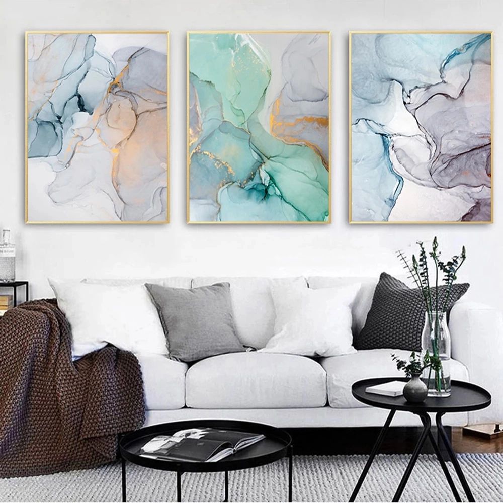 Nordic Marble Abstract Canvas Painting Alcohol Ink Posters And Prints  Modern Wall Art Pictures Geometric Living Room Home Decor – Painting &  Calligraphy – Aliexpress Intended For Most Current Ink Art Wall Art (View 5 of 20)