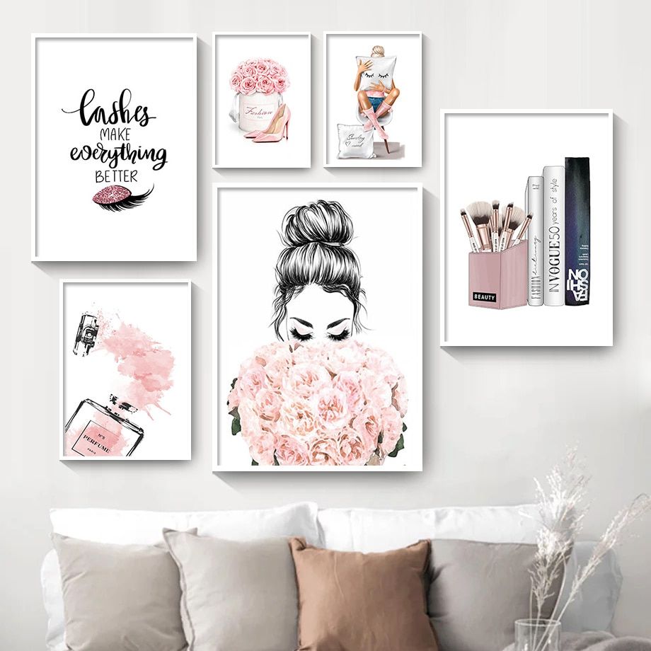 Nordic Wall Art Canvas Painting Lashes Black Lips Women Poster Print  Simplicity Perfume Books Picture Modern Salon Beauty Decor – Painting &  Calligraphy – Aliexpress Intended For 2017 Poster Print Wall Art (View 4 of 20)