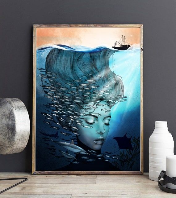 Ocean Print A4 A3 Or A2 Underwater Wall Art Conservation – Etsy In 2018 Underwater Wall Art (View 1 of 20)