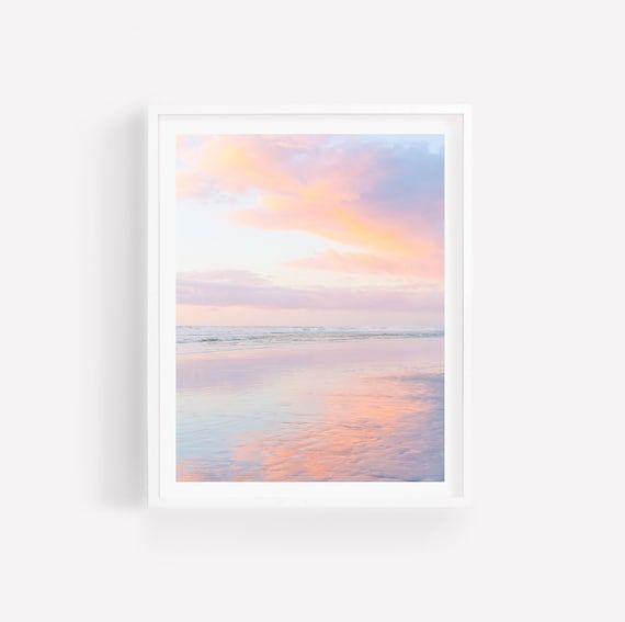 Ocean Print Pastel Sunset Beach Photography Large Wall Art – Etsy Regarding Most Popular Pastel Sunset Wall Art (View 6 of 20)