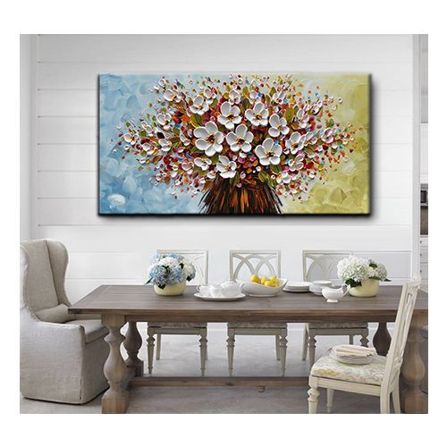 Oil Painting Wall Art Hand Painted White Flower Wall Decor – Cp Canvas  Painting Online Inside Current Oil Painting Wall Art (View 12 of 20)