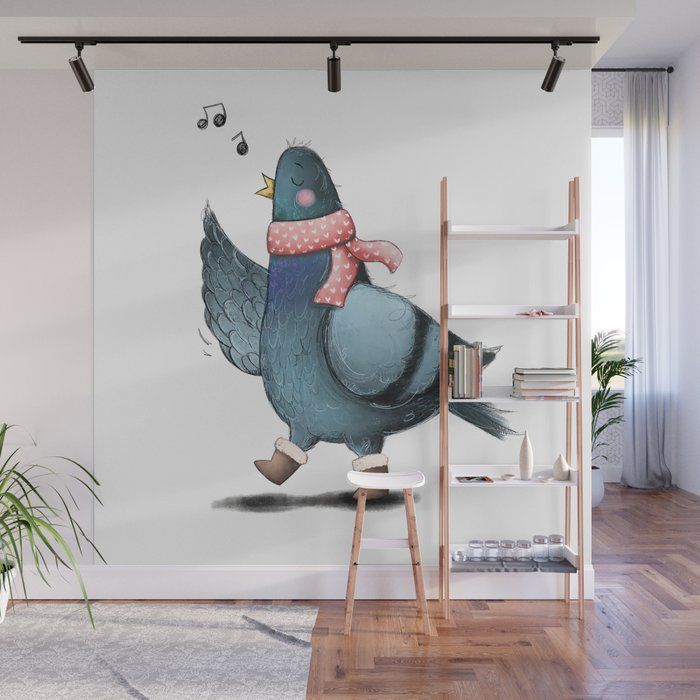 One Happy Pigeon Wall Muralaishwarya Vohra | Society6 In Most Recently Released Pigeon Wall Art (View 18 of 20)