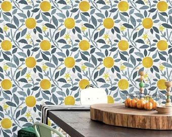 Orange Grove Wall Stencil Nature Themed Stencil Perfect – Etsy New Zealand Within Most Up To Date Orange Grove Wall Art (View 12 of 20)