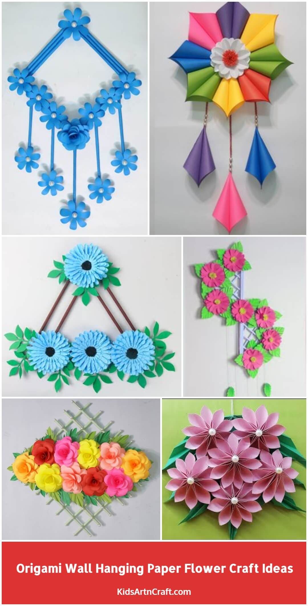 Origami Wall Hanging Paper Flower Craft Ideas – Kids Art & Craft Inside Newest Paper Art Wall Art (View 15 of 20)