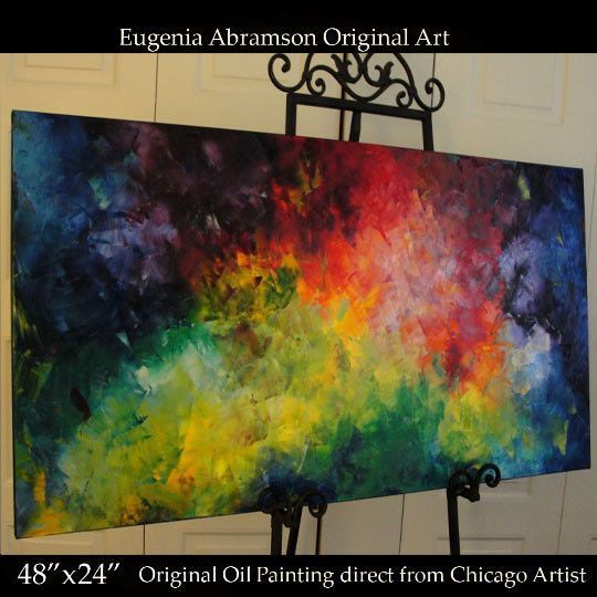 Original Abstract Modern Oil Knife Painting On Canvas 48x24" Wall Decor  Fine Art | Painting, Canvas Painting, Original Oil Painting With Regard To Newest Oil Painting Wall Art (View 16 of 20)