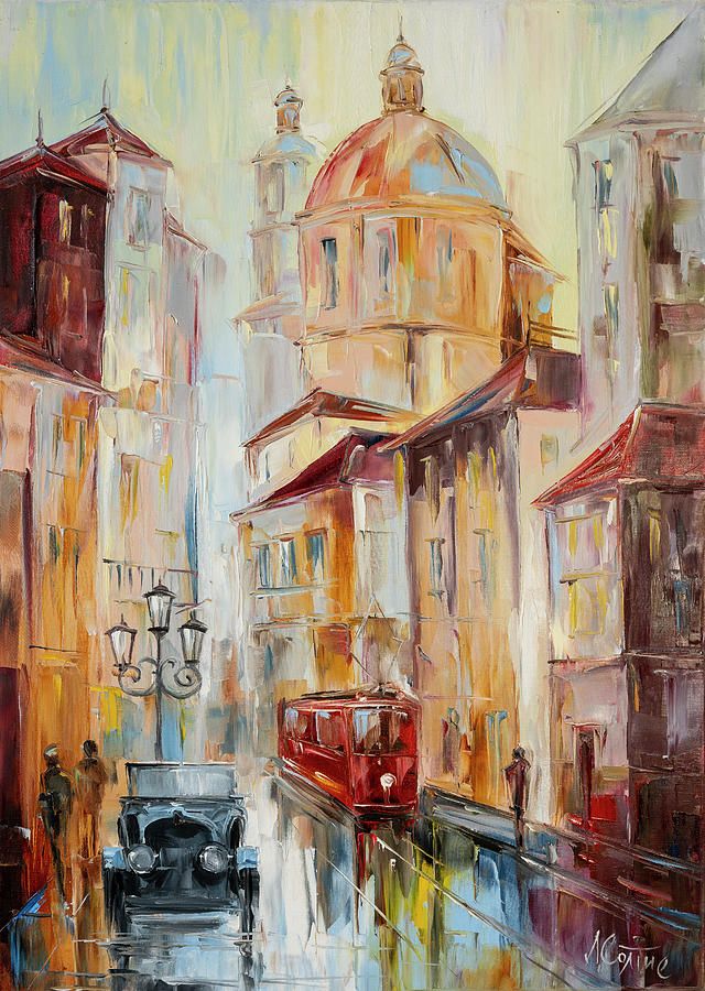 Original Abstract Old Town Painting On Canvas, Architecture Wall Art  Paintingbilykart – Fine Art America Intended For Most Current Town Wall Art (View 7 of 20)