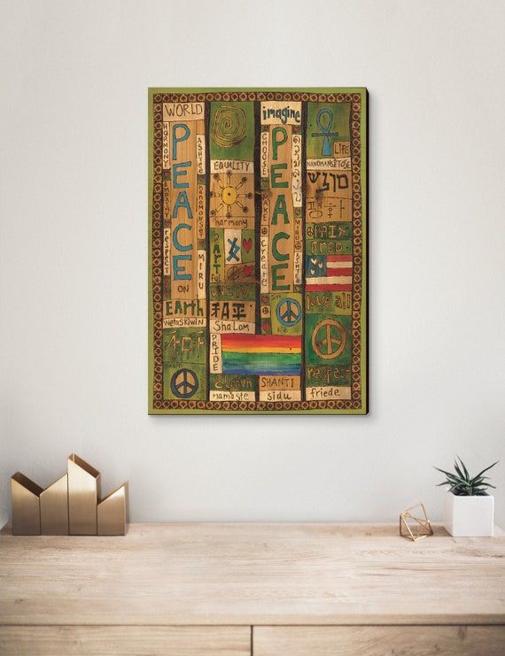 Painted Peace's Peace Print On Wood Wall Hanging Home – Etsy Inside Latest Peace Wood Wall Art (View 7 of 20)