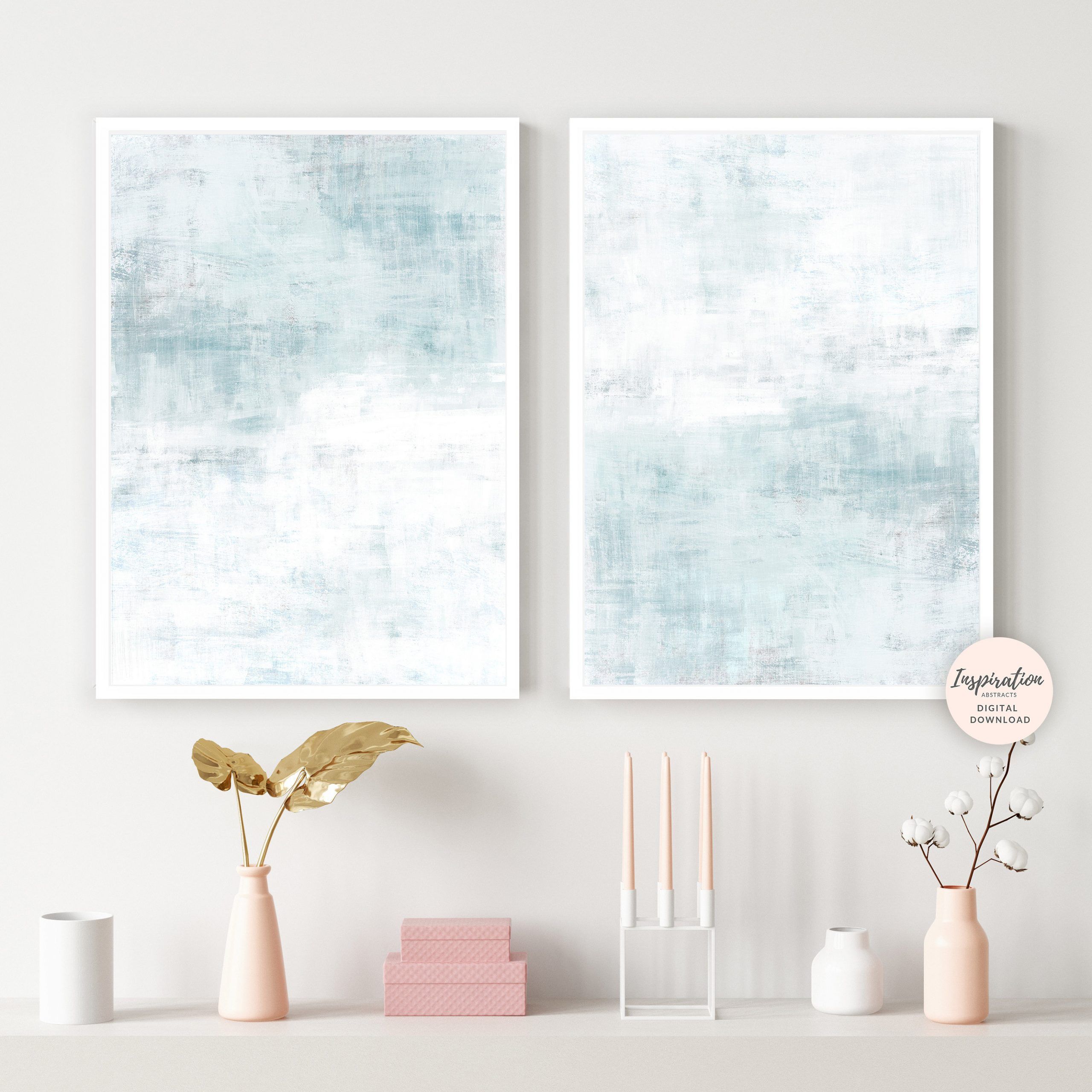 Pale Blue Wall Art, Set Of Two Prints, Minimal Abstract Art, Printable Art,  Calming Wall Art, Digital Prints, Large Abstract Art Throughout Newest Soft Blue Wall Art (View 10 of 20)