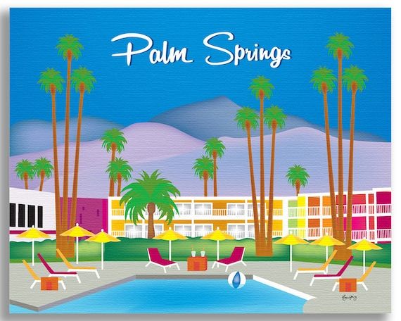 Palm Springs Art Print Skyline Palm Srings Retro Wall Decor – Etsy France Regarding Most Recently Released Palm Springs Wall Art (View 6 of 20)