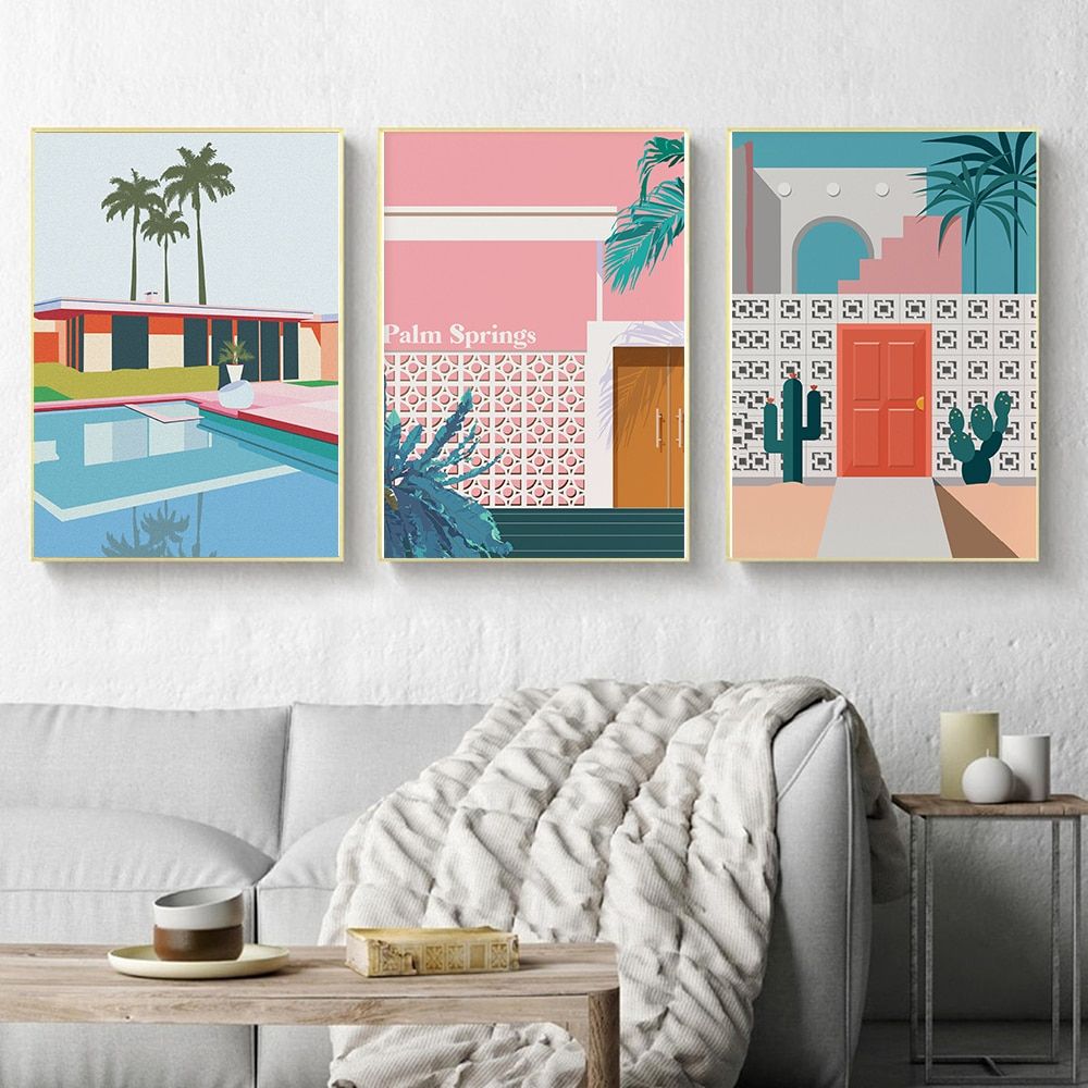 Palm Springs Retro Art Prints Exhibition Vintage Canvas Poster California Artwork  Painting Wall Picture For Living Room Wall Art – Painting & Calligraphy –  Aliexpress With Regard To Best And Newest Palm Springs Wall Art (View 10 of 20)