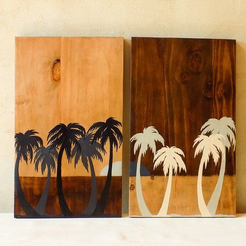 Palm Tree Wall Art Wood Wall Art Set Tropical Modern Wood – Etsy For Most Popular Summers Wood Wall Art (View 8 of 20)