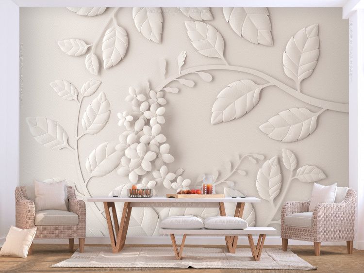 Papier Peint Paper Flowers (cream) – Autres Fleurs – Fleurs – Papiers Peints For Recent Cream Wall Art (View 10 of 20)