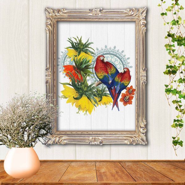 Parrots Print/digital Floral/illustration Digital Sheet A3 ($ (View 6 of 20)