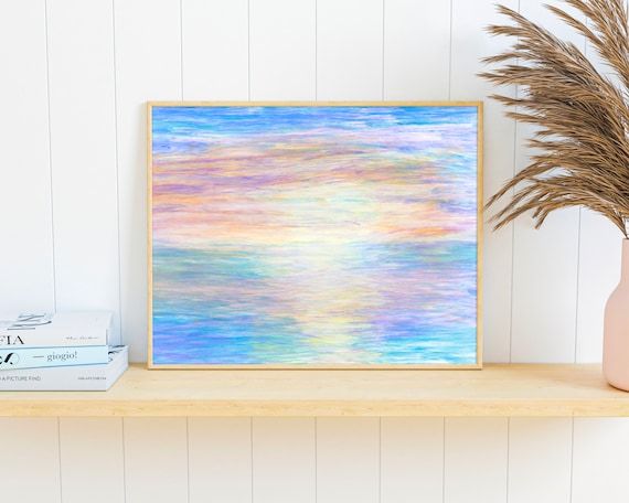 Pastel Ocean Sunset Abstract Art Print Ocean Wall Art Pastel – Etsy France Within Most Recently Released Pastel Sunset Wall Art (View 1 of 20)