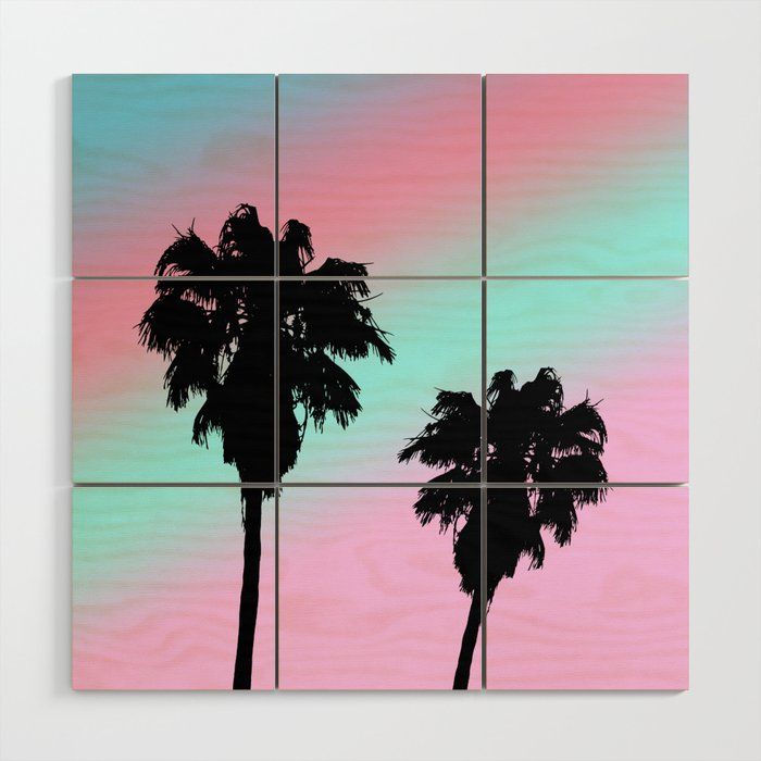 Pastel Summer Palm Tree Sunset Gradient Wood Wall Artjulie Erin Designs  | Society6 With 2017 Pastel Sunset Wall Art (View 15 of 20)