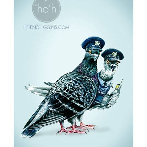 Pigeon Police Art Print Wall Art Irish Ireland – Etsy For Current Pigeon Wall Art (View 12 of 20)