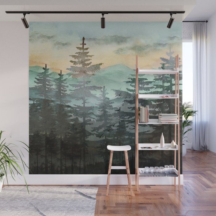 Pine Trees Wall Muralnadja | Society6 For Most Recent Pine Forest Wall Art (View 2 of 20)