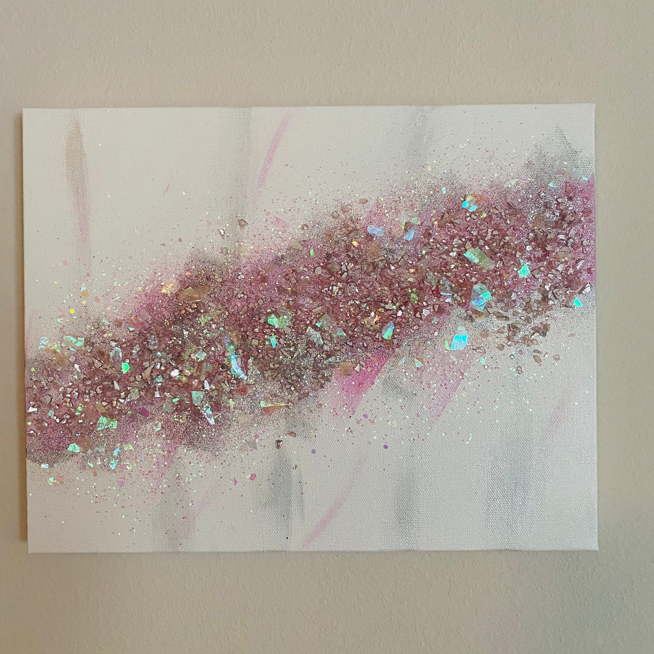 Pink Glitter Decor Z Gallerie Inspired White And Pink – Etsy For Most Recent Glitter Pink Wall Art (View 2 of 20)