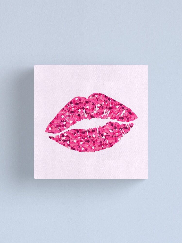 Pink Glitter Lips" Canvas Print For Salenewburyboutique | Redbubble For 2017 Glitter Pink Wall Art (View 18 of 20)