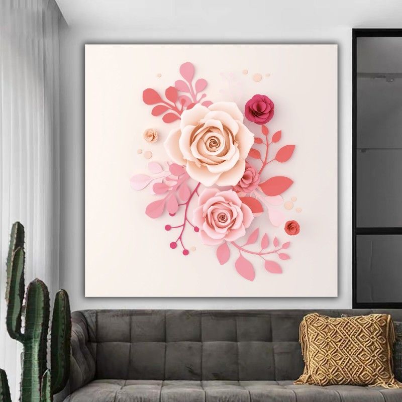 Pink Rose Wall Art, Flowers Canvas, Luxury Flowers Wall Decor, Rose Art,  Floral Wall Art, Flower Print, With Best And Newest Roses Wall Art (View 7 of 20)