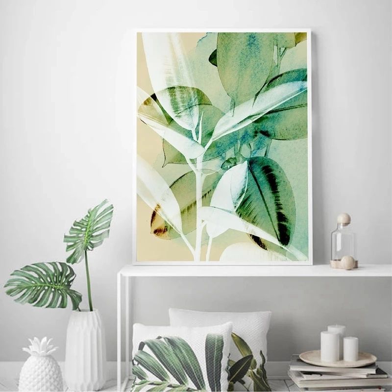 Plant Abstract Tropical Wall Art Canvas Print Large Botanical Watercolour  Rubber Tree Leaf Poster Painting Home Room Wall Decor – Painting &  Calligraphy – Aliexpress In Most Recently Released Abstract Tropical Foliage Wall Art (View 8 of 20)