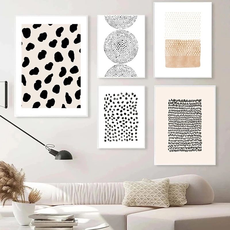 Polka Dots Pattern Prints Neutral Wall Art Picture Modern Minimalist  Geometric Poster Canvas Painting Bedroom Living Room Decor|painting &  Calligraphy| – Aliexpress Regarding Most Recently Released Modern Pattern Wall Art (View 1 of 20)
