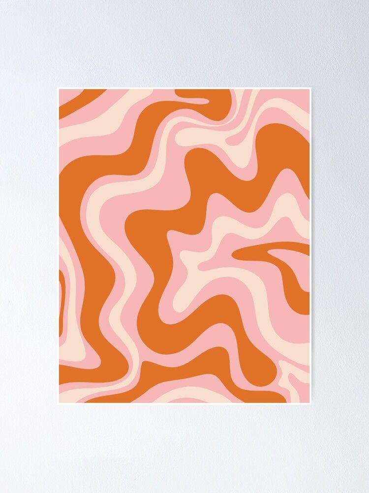 Poster « Liquid Swirl Retro Modern Abstract Pattern En Crème Rose Orange »,  Par Kierkegaard | Redbubble Pertaining To Most Up To Date Liquid Swirl Wall Art (View 2 of 20)