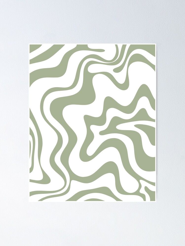 Poster « Motif Abstrait Contemporain Liquid Swirl En Blanc Et Sauge », Par  Kierkegaard | Redbubble Throughout Recent Liquid Swirl Wall Art (View 7 of 20)