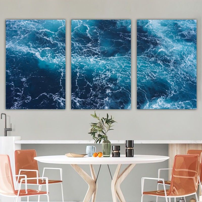 Print Blue Ocean Sea Wall Art, 3 Piece Poster Artworks For Homes Canvas,  Picture Seaview View Painting Modern Seascape,abstarct Canvas Inside Most Recent The Seawall Art (View 14 of 20)