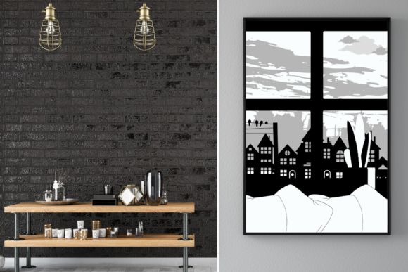 Printable Wall Art – Town Graphictahoshop · Creative Fabrica With 2017 Town Wall Art (View 15 of 20)