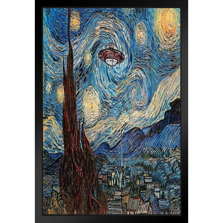 Red Barrel Studio® Ufo Sighting On A Starry Night Vincent Van Gogh Humor Art  Van Gogh Wall Art Nature Town Wall Decor Landscape Night Sky Poster Starry  Night Decor Fine Art Black Pertaining To Most Recently Released Town Wall Art (View 18 of 20)