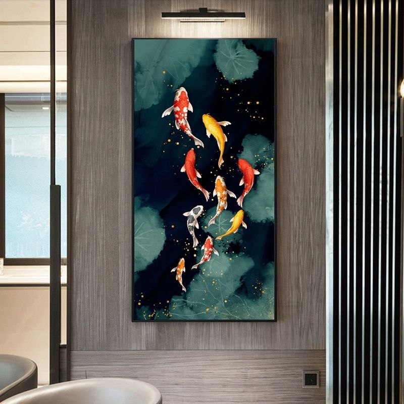 Reliabli Art Koi Fish Feng Shui Carp Lotus Pond Pictures Canvas Painting  Wall Art For Living Room Mo | Feng Shui Wall Art, Koi Painting, Wall Art  Canvas Painting Intended For Recent Koi Wall Art (View 19 of 20)