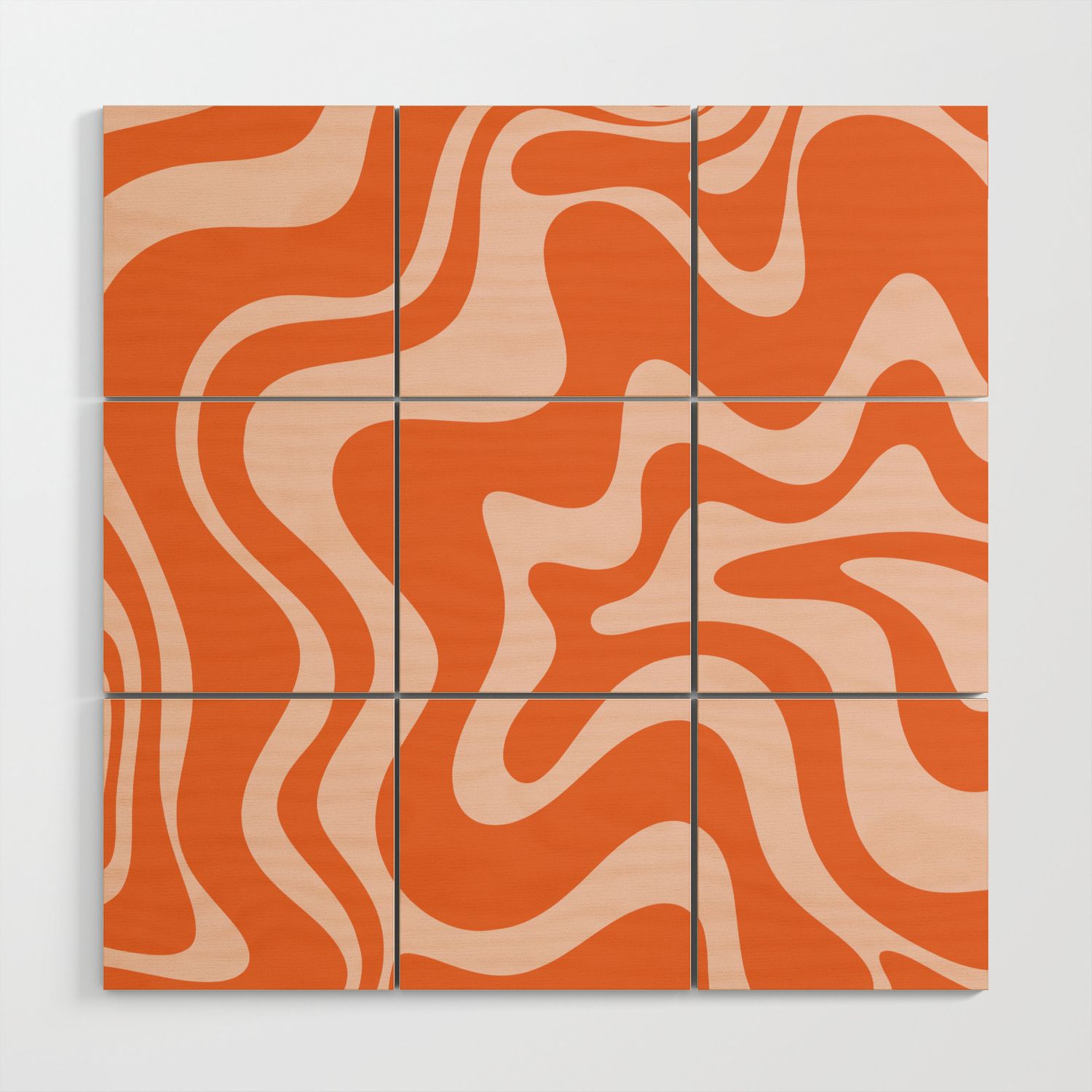 Retro Liquid Swirl Abstract Pattern In Orange And Pale Blush Pink Wood Wall  Artkierkegaard Design Studio | Society6 Throughout Recent Liquid Swirl Wall Art (View 8 of 20)
